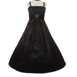 Flower Girl Dress Sale Little Girls Toddler Kids Satin Dress Christmas Black Kid